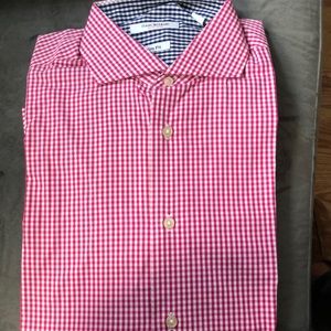 Isaac mizrahi pink checkered shirt